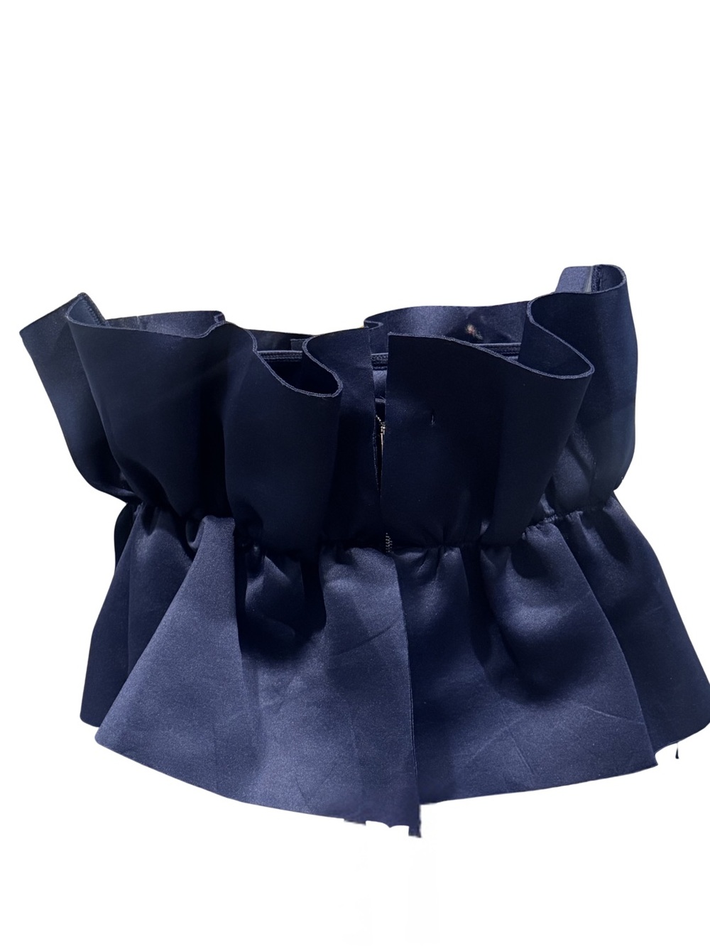 NWT Cloud Ten Navy Satin Ruffle Strapless Tube Crop Top Women’s S $48 - Picture 3 of 10